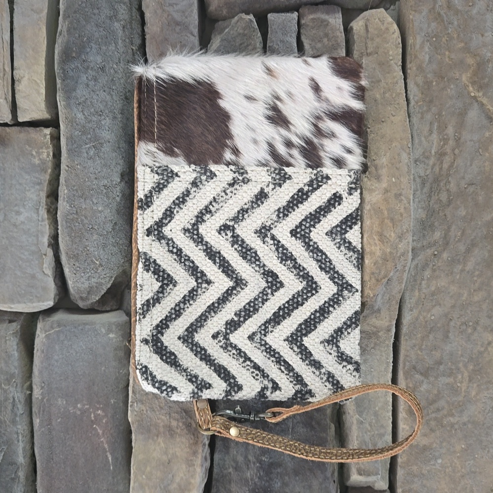 Myra Chevron Wristlet Cowhide & Leather